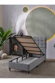 Beehanem Bengü 90x190 Tek Kişilik (Baza+Başlık) 2 Li Set (Keten Gri) - 2
