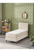 Beehanem Almula 90x190 Tek Kişilik (Baza+Başlık+Yatak) 3 Lü Set (Krem) - 1