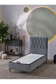 Beehanem Almula 90x190 Tek Kişilik (Baza+Başlık+Yatak) 3 Lü Set (Gri) - 2