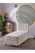 Beehanem Bengü 90x190 Tek Kişilik (Baza+Başlık+Yatak) 3 Lü Set (JeryyKrem) - 1