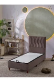 Beehanem Almula 90x190 Tek Kişilik (Baza+Başlık) 2 Li Set (Açık Kahve) - 1