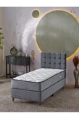 Beehanem Bengü 90x190 Tek Kişilik (Baza+Başlık+Yatak) 3 Lü Set (Gri) - 1