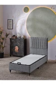 Beehanem Ezgi 90x190 Tek Kişilik (Baza+Başlık+Yatak) 3 Lü Set (Keten Gri) - 2