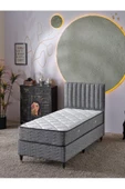 Beehanem Ezgi 90x190 Tek Kişilik (Baza+Başlık+Yatak) 3 Lü Set (Keten Gri) - 1