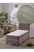 Beehanem Bengü 90x190 Tek Kişilik (Baza+Başlık+Yatak) 3 Lü Set (Kahve) - 1