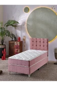 Beehanem Bengü 90x190 Tek Kişilik (Baza+Başlık+Yatak) 3 Lü Set (Pembe) - 1