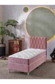 Beehanem Almula 90x190 Tek Kişilik (Baza+Başlık+Yatak) 3 Lü Set (Pembe) - 1