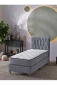 Beehanem Almula 90x190 Tek Kişilik (Baza+Başlık+Yatak) 3 Lü Set (Gri) - 1