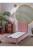 Beehanem Bengü 90x190 Tek Kişilik (Baza+Başlık+Yatak) 3 Lü Set (Pembe) - 2