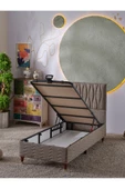 Beehanem Almula 90x190 Tek Kişilik (Baza+Başlık+Yatak) 3 Lü Set (Keten Kahve) - 3