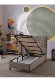 Beehanem Simge 90x190 Tek Kişilik (Baza+Başlık+Yatak) 3 Lü Set (Keten Kahve) - 2