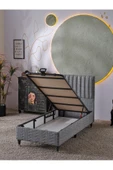 Beehanem Ezgi 90x190 Tek Kişilik (Baza+Başlık+Yatak) 3 Lü Set (Keten Gri) - 3