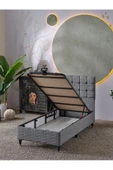 Beehanem Bengü 90x190 Tek Kişilik (Baza+Başlık+Yatak) 3 Lü Set(Keten Gri) - 3