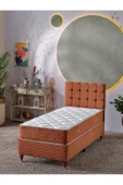 Beehanem Bengü 90x190 Tek Kişilik (Baza+Başlık+Yatak) 3 Lü Set (Kiremit) - 1