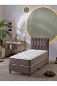 Beehanem Almula 90x190 Tek Kişilik (Baza+Başlık+Yatak) 3 Lü Set (Açık Kahve) - 1