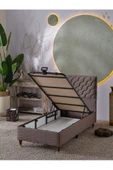 Beehanem Simge 90x190 Tek Kişilik (Baza+Başlık+Yatak) 3 Lü Set (Kahve) - 3