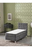 Beehanem Bengü 90x190 Tek Kişilik (Baza+Başlık+Yatak) 3 Lü Set (Jeryy Antrasit) - 1
