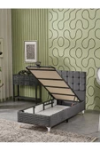 Beehanem Bengü 90x190 Tek Kişilik (Baza+Başlık+Yatak) 3 Lü Set (Jeryy Antrasit) - 3