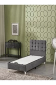 Beehanem Bengü 90x190 Tek Kişilik (Baza+Başlık+Yatak) 3 Lü Set (Jeryy Antrasit) - 2