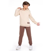 TRİLİYA-Garson Boy Kapşonlu Eşofman Takımı  5-14 Yaş, Lüks Günlük ve Okul, Cepli, Likralı Kumaş - 8