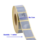 Tüvtürk Onaylı Beyaz Gri Kesik Reflektörlü Bant Gece Parlayan En 5 cm 1 Mt İkaz Fosforlu Reflektif thumbnail 2