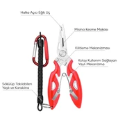 Bauer Balıkçı Pensesi Ve Yaylı Karabinalı Askı Aparatı - Kırmızı (Kitlenebilir Model) thumbnail 2