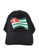 Abhaz Abaza Bayrak Baskılı Siyah Şapka - 1