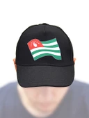 Abhaz Abaza Bayrak Baskılı Siyah Şapka - 3
