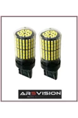 ARSVİSİON AUTO ACCESSORIES T20 Led Ampül Tek Duy Beyaz 144 Led Mercekli 2 Adet - 3