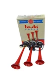 ARSVİSİON AUTO ACCESSORIES Hido Havalı Arap Korna 3 Borulu Saydırmalı Kırmızı Renk Ve Melodili 12volt Aynı Gün Kargo - 1