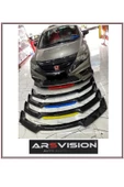 ARSVİSİON AUTO ACCESSORIES Universal Mavi Ön Ek 4 Parça Piano Black Dilli Lip Parlak Siyah - 2
