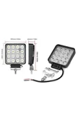 İthal Off Road Beyaz Işık Sis Farı Lambası 16 Led Kare 12-24v 48 Watt - 1