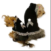 Leopard Black Kapşonlu Sweat Elbise by Kemique Köpek Kazağı - 5