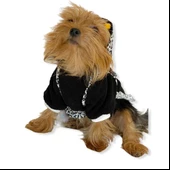 Leopard Black Kapşonlu Sweat Elbise by Kemique Köpek Kazağı - 7