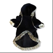 Leopard Black Kapşonlu Sweat Elbise by Kemique Köpek Kazağı - 4