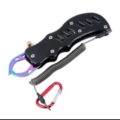 Oskar Alüminyum Balık Tutucu Gripper Yaylı Karabinalı - Siyah - 1