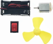 Hobi Motor Deney Seti DC Motor, Anahtar, Pil Yatağı, Pervane Set - 1