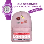 Çocuk Kol Saati Hediyeli Cambridge Polo Club Büyük Kapasiteli Çocuk Okul Çantası CPC.4013.C0026 - 1