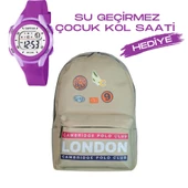 Çocuk Kol Saati Hediyeli Cambridge Polo Club Büyük Kapasiteli Çocuk Okul Çantası CPC.4013.C031 - 1