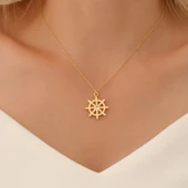 925 Ayar Gümüş Taşlı Gemi Dümeni Kolye thumbnail 1