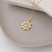 925 Ayar Gümüş Taşlı Gemi Dümeni Kolye thumbnail 4