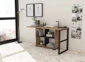 Sakura Liva Metal Ayaklı 4 Raflı Çalışma Masası-Atlantik Çam-Siyah - 7