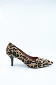 Kadın Leopar Stiletto Kısa Topuklu Ayakkabı - Candy - 2