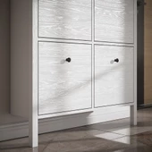Sakura Floransa  4 kapaklı ayakkabılık -Wood Beyaz-Minifiks Bağlantılı - 3