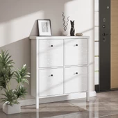 Sakura Floransa  4 kapaklı ayakkabılık -Wood Beyaz-Minifiks Bağlantılı - 1