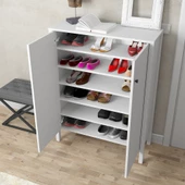 Sakura artemis  2 kapaklı raflı ayakkabılık-Wood Beyaz-Minifiks Bağlantılı - 4