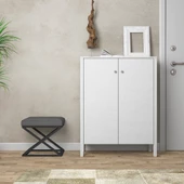 Sakura artemis  2 kapaklı raflı ayakkabılık-Wood Beyaz-Minifiks Bağlantılı - 2