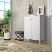 Sakura artemis  2 kapaklı raflı ayakkabılık-Wood Beyaz-Minifiks Bağlantılı - 1