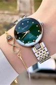 Ferrucci FCISTE312 Kadranı Yeşil Kordonu Gold Gümüş Renk Hediye Paketli Kadın Kol Saati ve Bileklik thumbnail 1