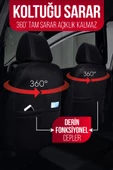 SMRAUTOACCESSORY  Gof Serisi Universal Oto Koltuk Kılıfı Siyah-kırmızı Dikişli Tam Set - 2